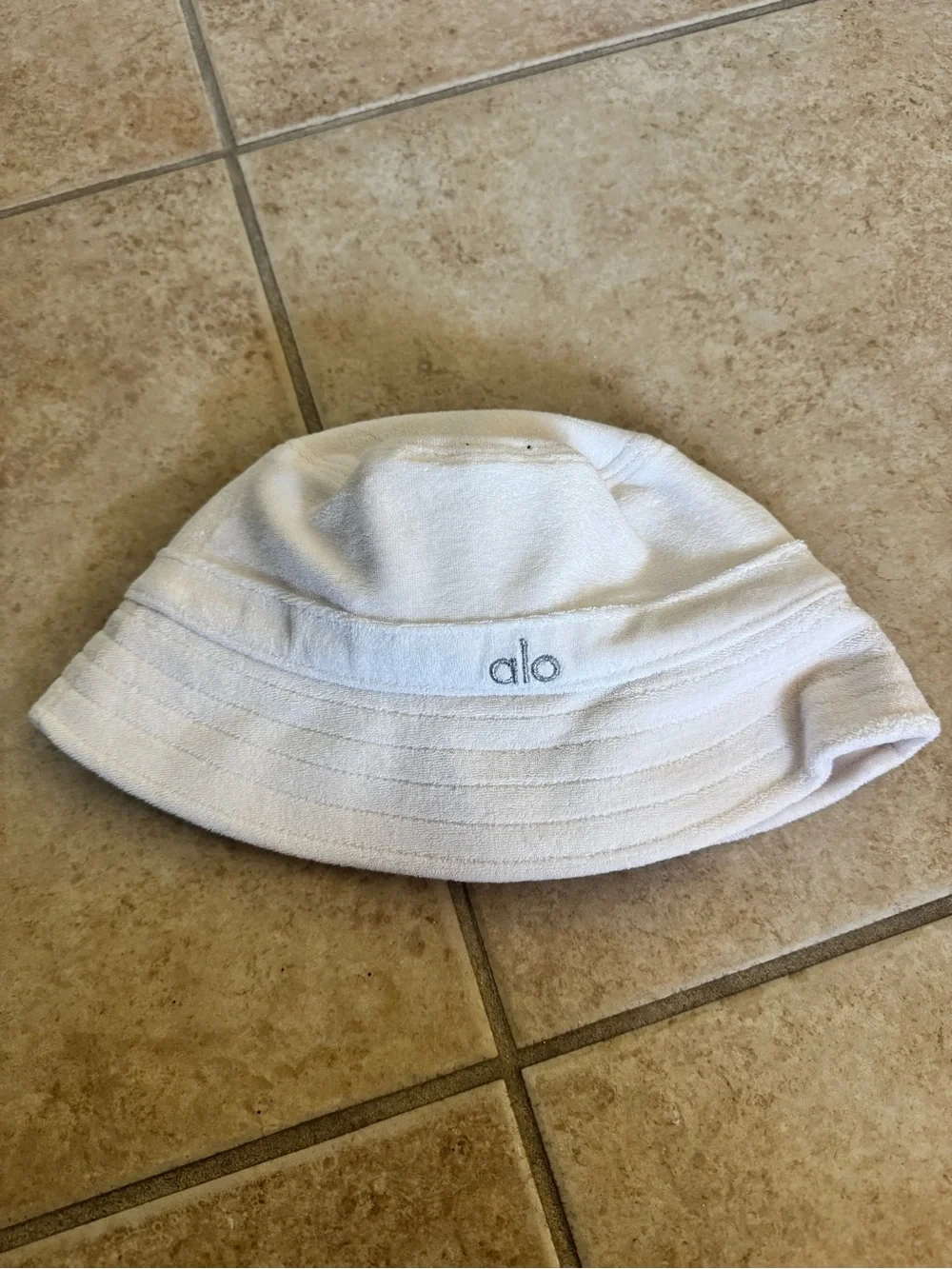 Alo Yoga White Towel Bucket Hat